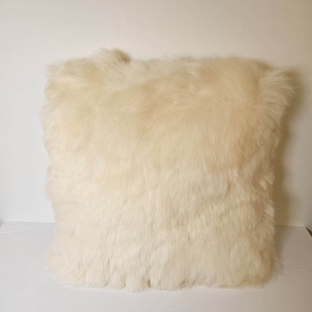 Fluffy Cream/white Sheepskin Fur Throw Decorative Pillow 15x15"